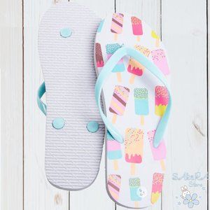 Popsicle Summer Women's White Flip Flops Sandals